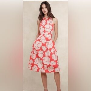 Banana Republic Coral and Cream Floral Midi Dress